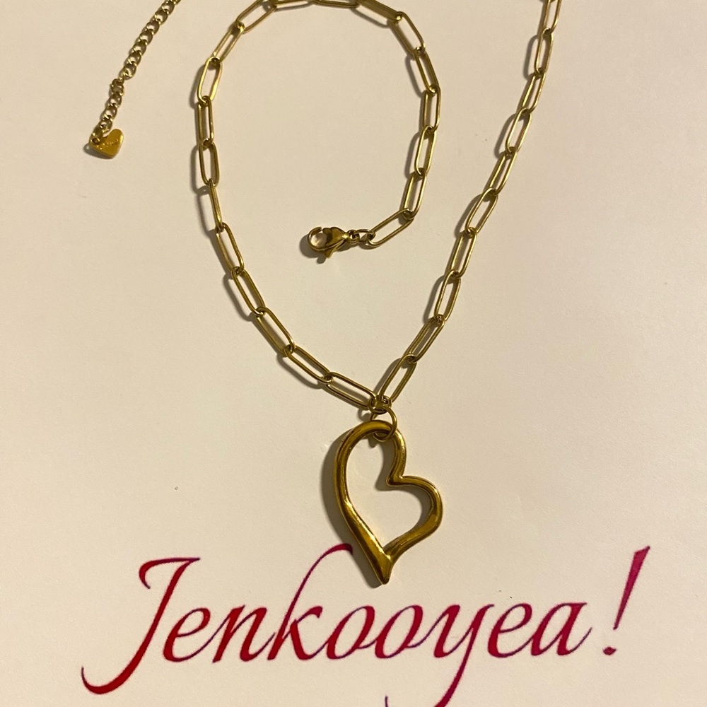 Gold plated titanium hypoallergenic and water resistant Heart Pendant Necklace